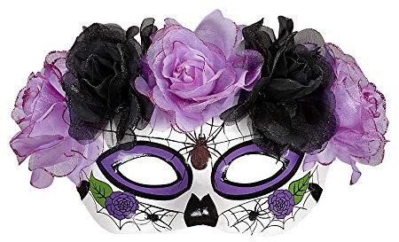 W WIDMANN MILANO Party Fashion - Augenmaske Dia de los Muertos mit Rosen, Accessoire, Maskenball, Karneval