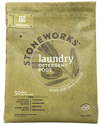 Grab Green Stoneworks - Detergente en polvo para la colada, hoja de olivo, 50 cargas