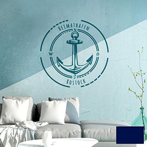 Wandtattoo Wandbild Wandaufkleber Aufkleber Heimathafen Rostock Anker M2078 ilka parey wandtattoo-welt® - ausgewählte Farbe: *dunkelblau* ausgewählte Größe: *M - 35cm breit x 35cm hoch*