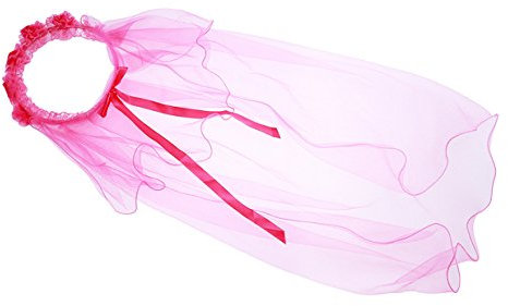 LALANG Mädchen Schleier Stirnband Prinzessin Hochzeit Fotografie dekorativen Kopfschmuck Kinder Haarschmuck (Rose rot)