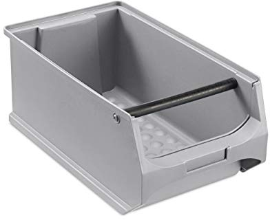 aidB Sichtlagerbox 350x200x150mm 18 Stk. – Sortierboxen für Kleinteile – Lagerboxen Werkstatt & Gewerbe – Kleinteilmagazin mit Griffstange – Sortimentskasten Schütten & Regalsysteme - Gr. 4.1 - Grau