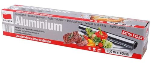 Alufolie, Spenderbox, Silber, extra stark, Abreißschiene, 14 my, 45cm x 150m, 1 Rolle(n)