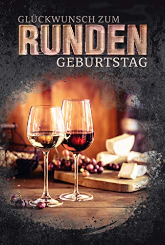 KE AV Premium Geburtstagskarte Set | Runder Geburtstag Glückwunschkarte | Inklusive Umschlag | Design Karte mit gelasertem Acrylteil | DIN B6 176x125mm