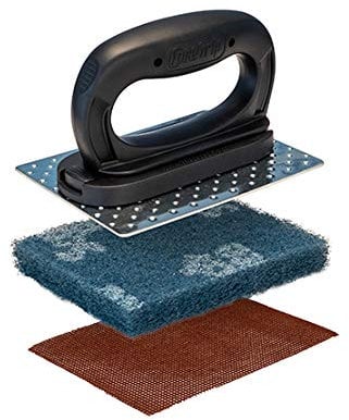 Core Grip Black Griddle Accessories - Grill Cleaning and Griddle Scraper - Perfect for Flat top Grill or hibachi - Scotch Brite sponges Pads Included