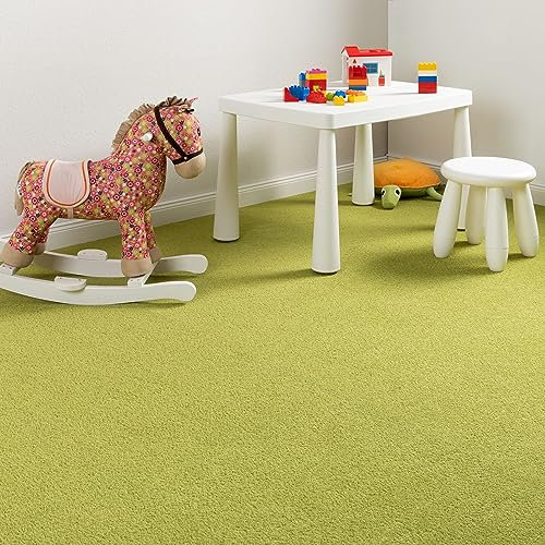 Steffensmeier Teppichboden Cambridge Young Meterware | Auslegware für Kinderzimmer Wohnzimmer Schlafzimmer | Grün, Größe: 200x100 cm