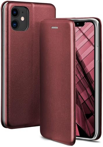 OneFlow Custodia per Cellulare Compatibile con Apple iPhone 11, Custodia per Cellulare con Slot per schede,Custodia a Portafoglio in Similpelle con Bumper in Silicone, Vino Rosso