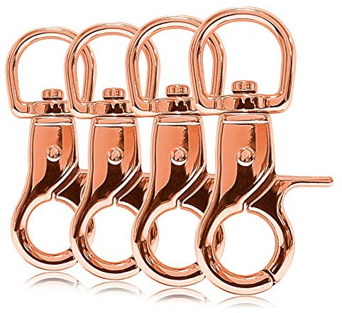 Ganzoo © Scheren-Karabiner-Haken mit Dreh-Gelenk/Dreh-Kopf für Hunde-Leine/Hals-Band 4er Set, legierter Stahl 60mm Länge, auch für Paracord 550 / Schlüssel-Anhänger, Farbe: Roségold