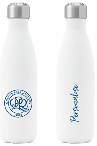 Bouteille d'eau isotherme personnalisée pour les fans du Queens Park Rangers FC avec blason du club – Capacité 500 ml – Blanc
