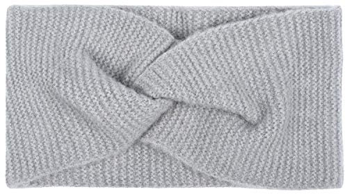 styleBREAKER Damen Feinstrick Stirnband mit Twist Knoten, warmes Winter Haarband, Headband 04026047, Farbe:Grau