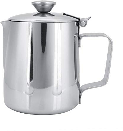 Outbit Milchkännchen mit Deckel, Kaffeebecher aus Edelstahl, Milchaufschäumer, Latte-Art-Topf zum Ausgießen von Kaffee und Zubereiten von Cappuccino und Latte für die Küche (600 ml)