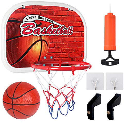 Sanlebi Basketballkorb fürs Zimmer Mini Basketball Ballspiele für Kinder mit Bälle Pump Basketballkorb aus Metall Indoor Outdoor Wurfspiele für Junge Mädchen