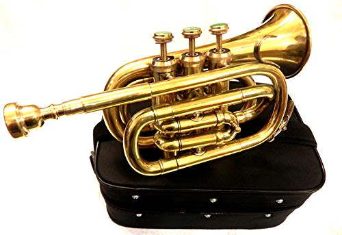 Brass-India Messing-Trompete, Messing-Finish, tolle Klänge, hochwertige Bb mit Etui und MP-Gold