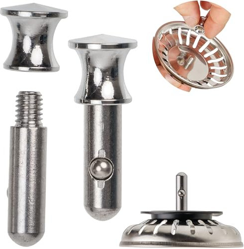 Espiga de Recambio para cesto colador, 1 Pieza, Espiga de 25 mm de Longitud con Bola, sobresale 20 mm en el desagüe, Ø 7,8 mm, de Acero Inoxidable, grifería de desagüe Pin Pin