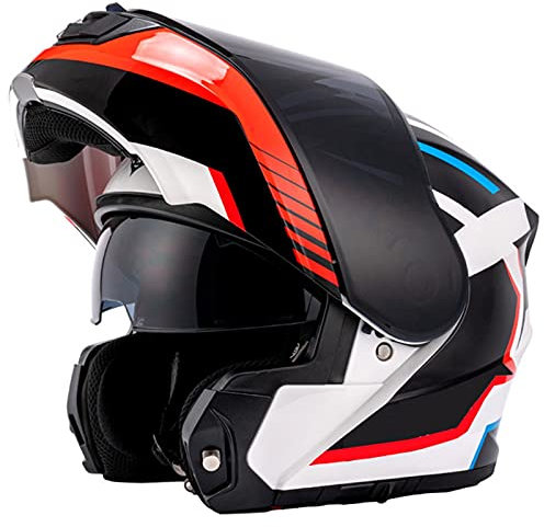 BCBKD Modularer Motorradhelm Dual Visor Integralhelm Klapphelm Für Erwachsene Herren Und Damen, Mit Platz Für Bluetooth-Kopfhörer, DOT/ECE-Zugelassener Großer Motorradhelm G,XXXXL