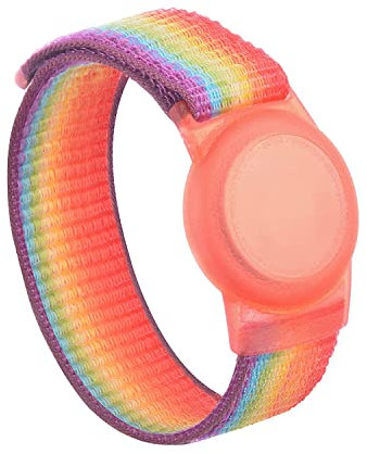 Taipintee Airtag Kinder Nylon Watchband Anti-Lost,Anti-Kratz-Schutz Magische BäNder für Die Positionierung Des Airtag -Tracking-Armbands (Regenbogenfarben)