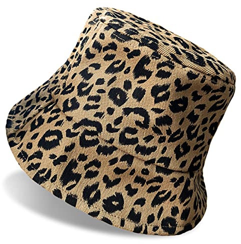 Hocaies Fischerhut Bucket Hat Sonnenhut Herren Damen Fischerhüte Sonnenhut Mädchen Faltbar Sonnenhüte Unisex Anglerhut Fischermütze für Outdoor Wandern Camping (Leopard 02)