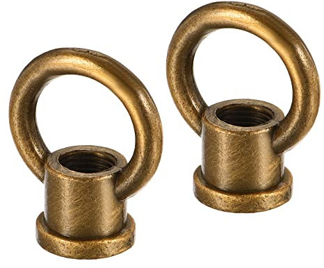 sourcing map Ojo Tuerca 15kg Máx. Carga 29x35mm M10 Rosca Anillo Forma Hembra Aro para Colgante Lámpara Candelabro, Oro Bronce Paquete de 2