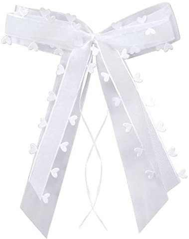 Bymivofun 20 Stück Weiße Autoschleifen, weiße Hochzeitsschleifen, Antennen Schleifen, für Hochzeitsdekoration, Auto, Tisch, Zimmer, Party, Dekoration, Zuckertüten