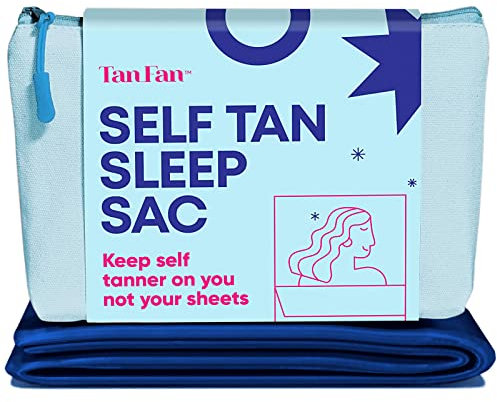 Tan Fan Self Tan Sleep Sac - Keep Sheets Clean From Fake Tan Stains - 100% Cooling Silky Poly Sleeping Sack - Won’t Rub or Absorb Tanning Lotion - Lightweight Breathable Large w Foot Openings