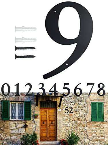 11 Inch Super Large House Numbers, Modern Address Numbers Elegant Black Finish Numbers Solid Metal House Sign for Door Plate for Home Gate Building Store Mailbox (9)