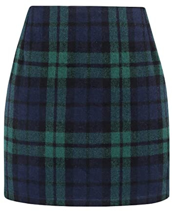 IDEALSANXUN Womens High Waist Plaid Skirt Bodycon Pencil Wool Mini Skirts | Side Zipper Fly, Above the Knee Length, High Waisted with Soft Fully Lined, Fall Fashion Outfits Winter Clothes
