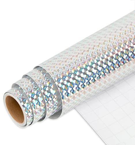 IModeur Diamant Silber Vinylfolie Plotter, 30,5 x 152,5 cm Plotterfolie Vinyl Silber, Permanente Vinyl Für Cricut, Silhouette Cameo, die meisten Schneidemaschine