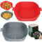 YQL Silicone Air Fryer Liner Square for Airfryer Baskets 3.5L-5.5L, 8 Inch Reusable Air Fryer Accessories, Inner Size: 6.5 Inch Airfryer Trays for COSORI, Ninja,Tefal, Russell Hobbs (Red & Grey)
