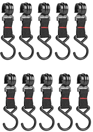 Mucee 10PCS Ganci Appendiabiti Portatile Gancio in Nylon Ganci neri per Esterni per Camera da Letto,Bagno,Cucina,Ufficio