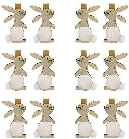 Ostern Holzklammern, Osterhase Deko Holz, Osterdekoration, Deko Klammern Mini Vintage Holzklammern Klein Mit Figuren Zum Geschenktüten Geschenkanhänger Osternest Korb Mitgebsel Stempel Fotos Karte
