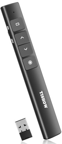 TISHOW Pointeur laser,2.4GHz Télécommande Présentation sans fil,Télécommande Ordinateur Powerpoint USB,Telecommande ppt avec Hyperlien et lumière rouge,Portable Telecommande Diapositive Clicker