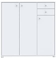 Forte Tempra 2 Kommode mit 3 Türen und 2 Schubladen, Holzwerkstoff, weiß, Bx H xT: 108,8 x 111,1 x 34,8 cm