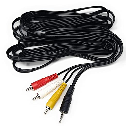 DRUT 5m 3.5mm 4 Pole Jack Plug to 3 x RCA Phono Composite Audio Video AV AUX Lead Cable 16.5ft