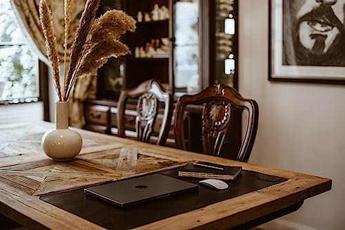 Dunkelbraune Schreibtischunterlage aus wasserabweisendem, handgefertigtem Leder