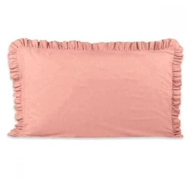 Russo Tessuti Coppia Federe Guanciale Rouches Volant Ruffle Cotone Arredo Letto Bed Dressing-Rosa Antico