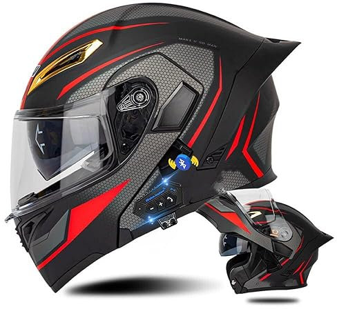 Klapphelm Mit Bluetooth, Integralhelm Motorradhelm Mit Doppelvisier, ECE Zertifiziert Lila Für Erwachsene Frauen Männer Hohe Qualität, Roller-Mofa-Moped