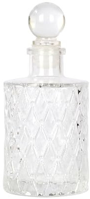 Magic Season Bouteille en Verre Décoratives - Bouteille Ronde avec Motif Losange de 150 ml (1 Ensemble avec Vouchon en Verre)