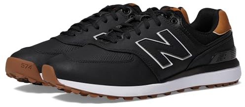 New Balance Men's 574 Greens V2 Golf Shoe, Black/Gum, 10.5 UK X-Wide