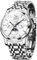 OUPINKE Herrenuhr Automatik Mechanische Armbanduhr Weiß Zifferblatt mit Mondphase Wasserdicht Luminous Tag Datum Silber Edelstahlarmband