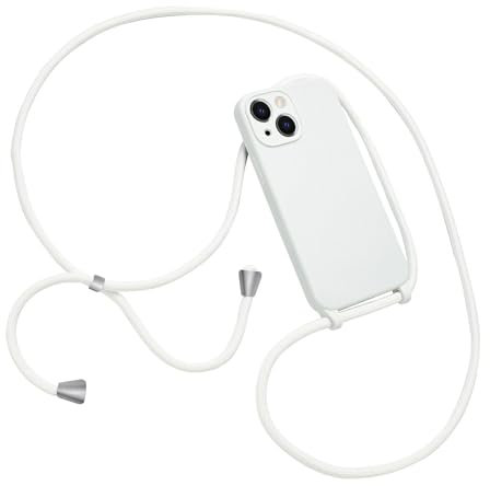 Emlivi Handykette Hülle für iPhone Xr, Necklace Handyhülle mit Kordel zum Umhängen Schutzhülle, Weich Schultergurt Silikonhülle,TPU Cover mit Stylische Band, Kette Case für iPhone Xr, Weiß