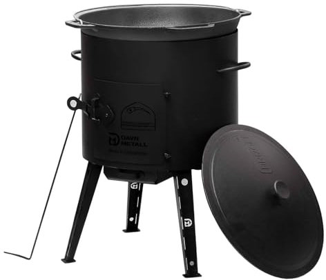 Uchag Utschak Utschag Poêle de camping en fonte avec couvercle en fonte de 2 mm de diamètre 10 l