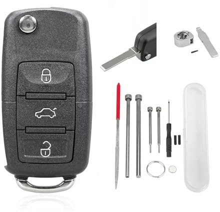 3 Tasten Auto Fernbedienungsgehäuse Für VW Octavia Jetta Golf Skoda Polo B5 Leon Touran Sharan MK6 Scirocco Passat Bettle Transporter Seat Schlüsselanhänger Etui mit Stahl Pin Removal Tool Nadelfeile