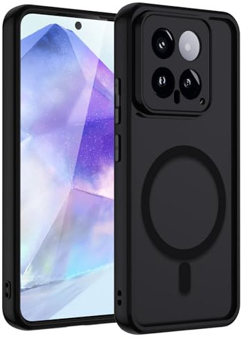 Cover Magnetica per Xiaomi 14 5G Comaptibile con Magsafe, Custodia Traslucida Opaca Posteriore Hard PC con Bumper Silicone TPU Ultra Sottile Antiurto Protettiva Caso, Nero