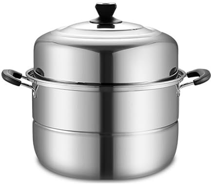 XINGJIAJI Dampfgarer/Suppentopf, Edelstahl 2-lagiger verdickter Dampfgarer (28-40 cm) Großer Dampfgarer in Lebensmittelqualität Geeignet for Induktionsherde und Gasherde(38CM)