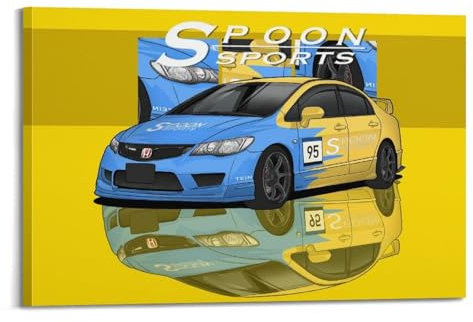 FYUER JDM Auto-Poster für Civic Type - R FD2 Sportwagen, dekoratives Gemälde, Leinwand, Wandkunstwerke, Bild, 30 x 45 cm