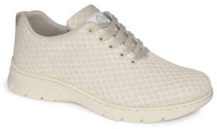 DIAN - CALPE Beige 40, Zapatilla de Trabajo para Sanidad y Hostelería, Unisex, Transpirable y Repelente a Líquidos, Plantilla Acolchada, Antirozaduras, Antideslizante y Antiestática.