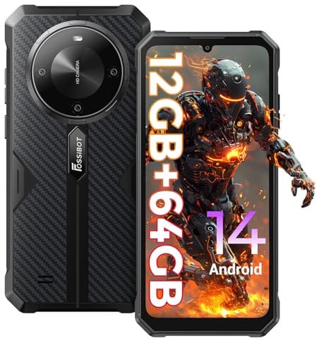 FOSSiBOT F105 Irrompible Android 14 Smartphone, 6.745 HD + Pantalla Impermeable Smartphone, 10300mAh irrompible teléfono móvil, 12(4+8) GB+64GB/128GB Ampliable, 20MP+8MP/4G-Dual SIM/OTG/GPS/Face ID