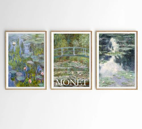 Hodge Creations Monet Water Lilies Set of 3 Unframed A5 Prints Wall Art Exhibition Decor Picture Poster New Gift Present SELECT SIZE BELOW A5 A4 A3