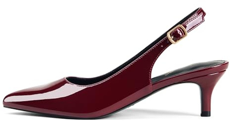 GENSHUO Décolleté da donna con tacchi kitten bassi e cinturino posteriore, scarpe eleganti a punta chiusa con cinturino alla caviglia, eleganti décolleté da sposa formali e comode, 8