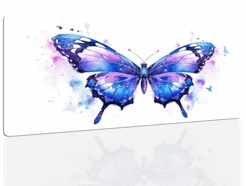 Tapis de Souris Butterfly, Tapis Souris XXL, 1000x500x4mm Tapis de Bureau Gaming AntidéRapant, Tapis Bureau étanche, sous-Main pour Clavier et Souris, Mouse Pad Mat, pour Gamer, Ordinateur, Pc 463