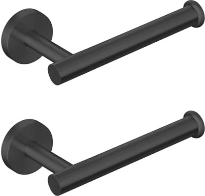 Support de Papier Toilette, Support Mural à vis pour Salle de Bain, Cuisine, Toilettes, Design Moderne, Peut contenir des Rouleaux de Papier Toilette, Acier Inoxydable, Noir 2 Paquets